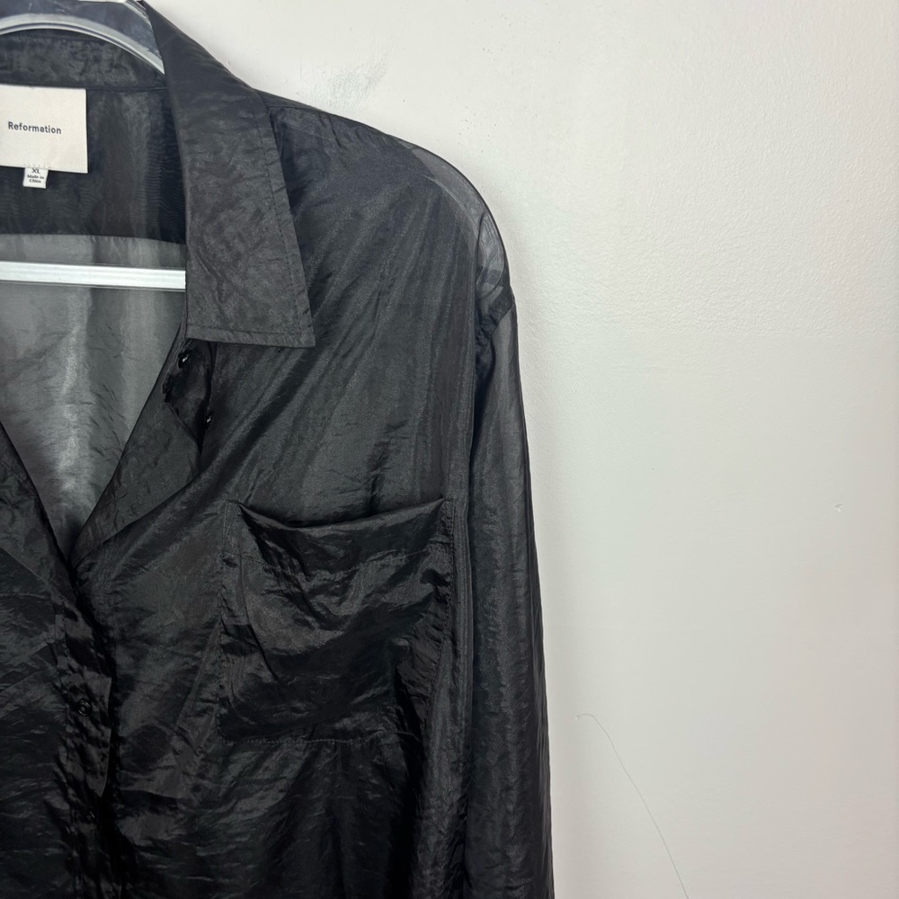 Reformation ELI Oversized Sheer Shirt Black Size XL - Picture 6 of 9